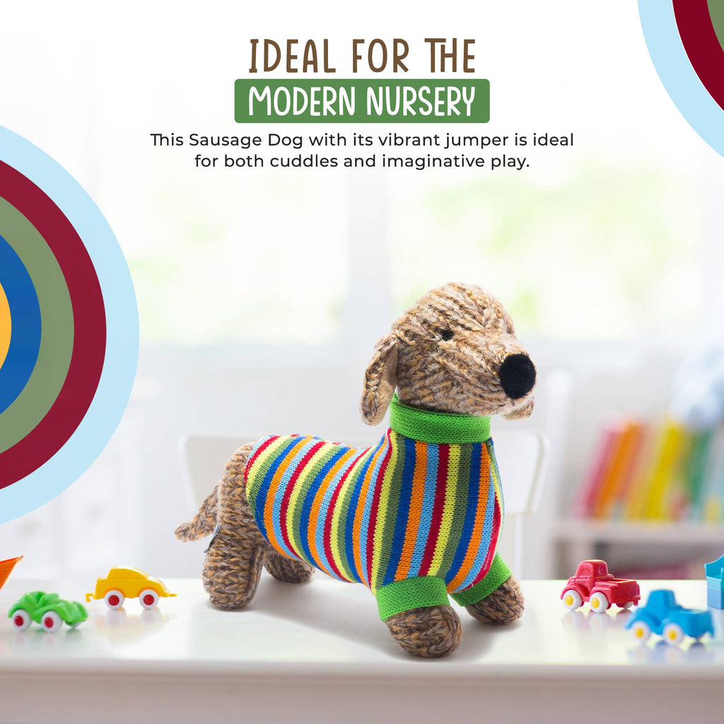 Best Years - Knitted Sausage Dog Soft Toy with Stripe Jumper - Baby&More