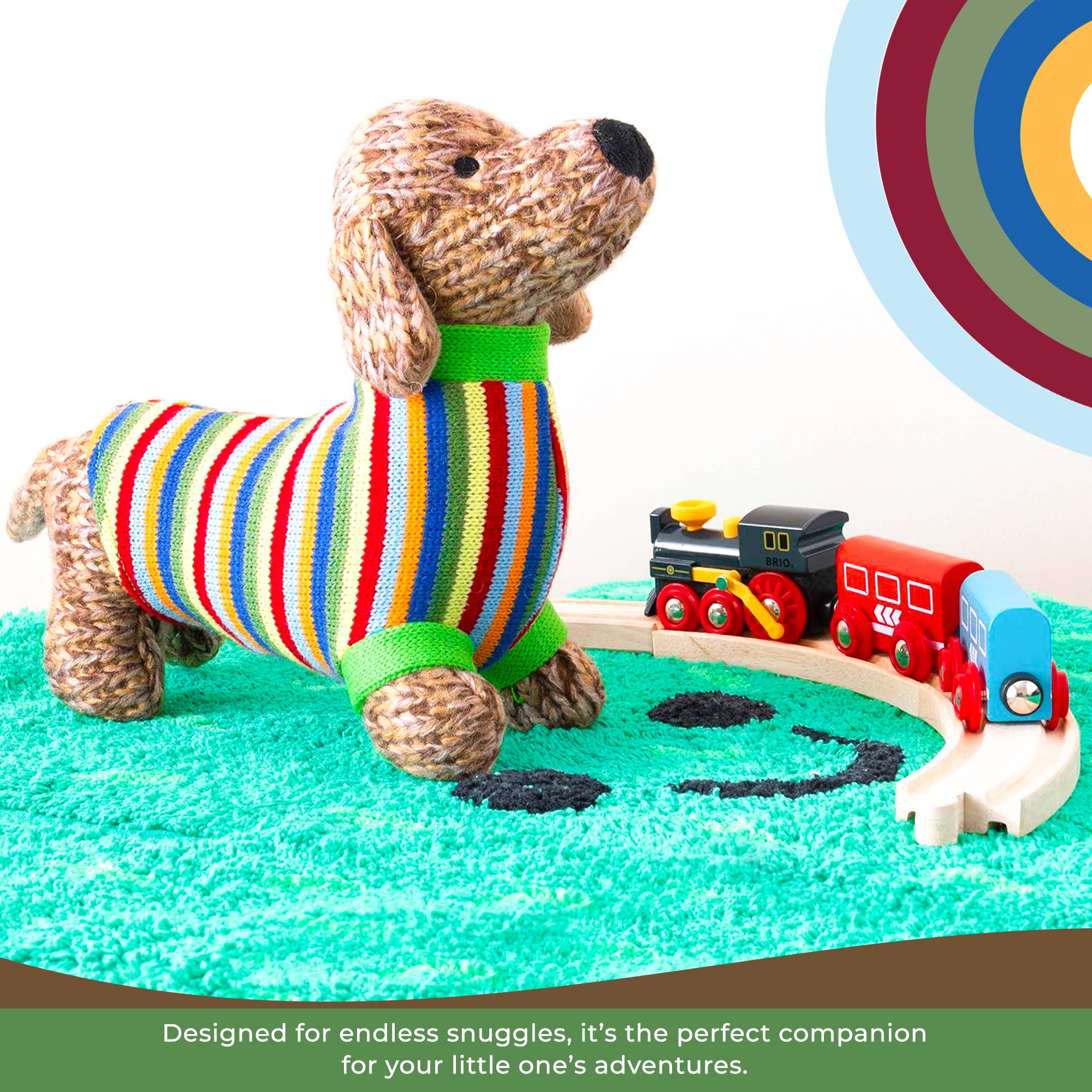 Best Years - Knitted Sausage Dog Soft Toy with Stripe Jumper - Baby&More