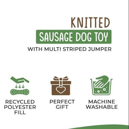 Best Years - Knitted Sausage Dog Soft Toy with Stripe Jumper - Baby&More