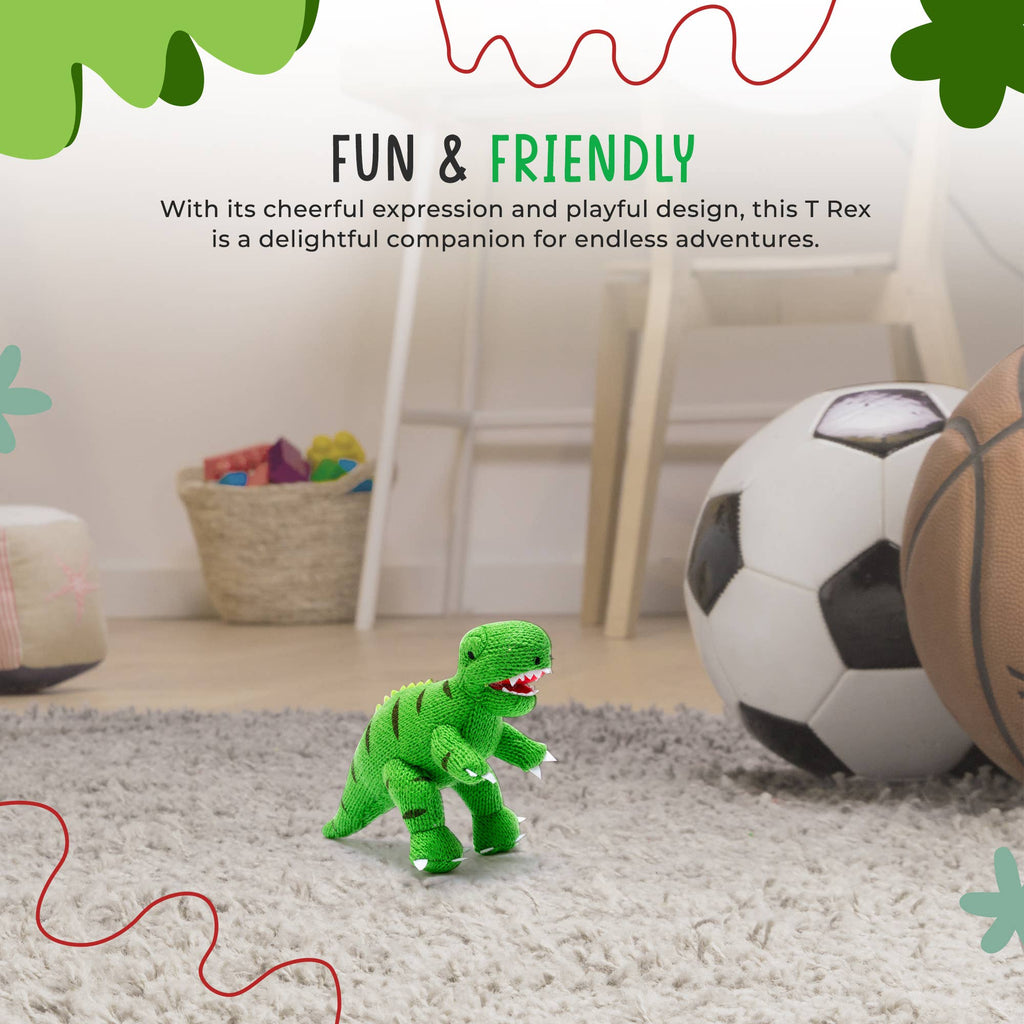 Best Years - Knitted T - Rex Dinosaur Baby Rattle - Green - Baby&More