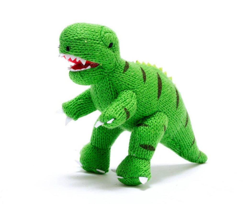 Best Years - Knitted T - Rex Dinosaur Baby Rattle - Green - Baby&More