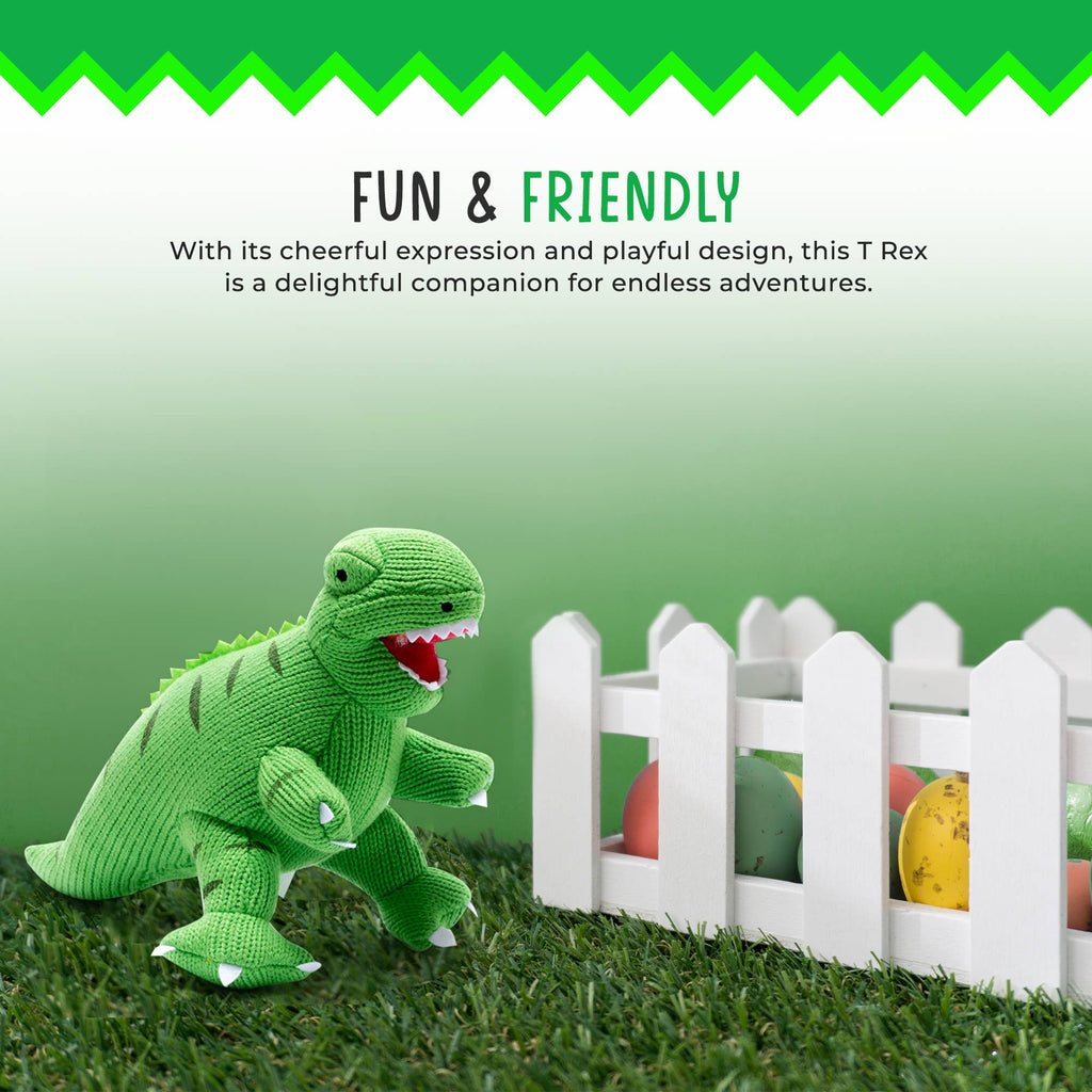 Best Years - Knitted T - Rex Dinosaur Soft Toy - Green - Baby&More