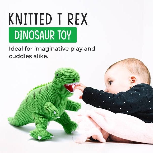 Best Years - Knitted T - Rex Dinosaur Soft Toy - Green - Baby&More