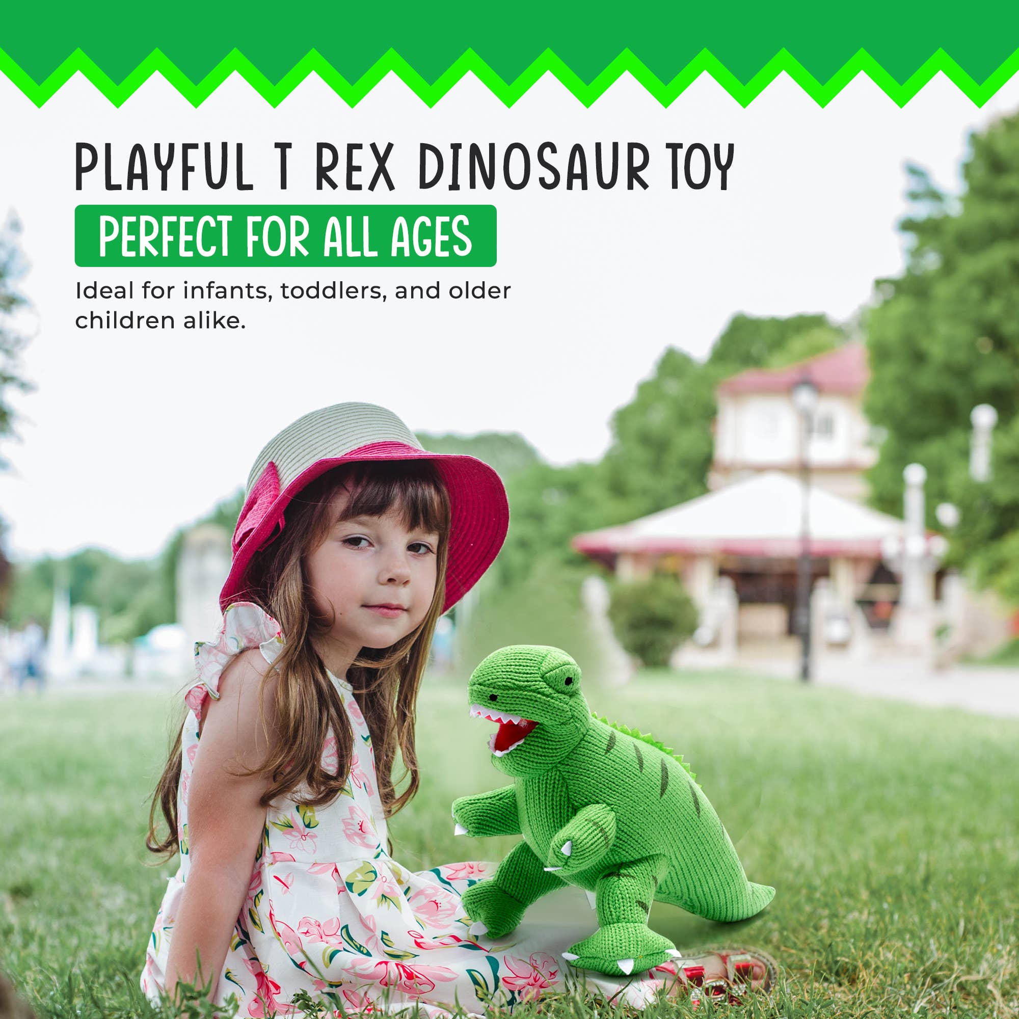 Best Years - Knitted T - Rex Dinosaur Soft Toy - Green - Baby&More