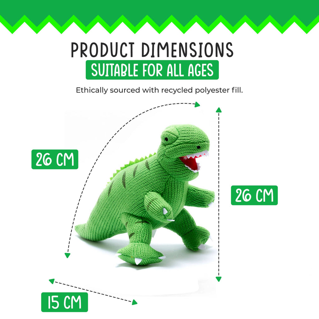 Best Years - Knitted T - Rex Dinosaur Soft Toy - Green - Baby&More