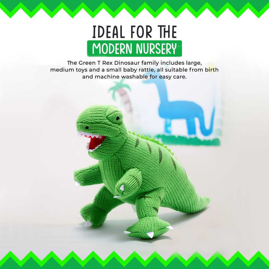 Best Years - Knitted T - Rex Dinosaur Soft Toy - Green - Baby&More