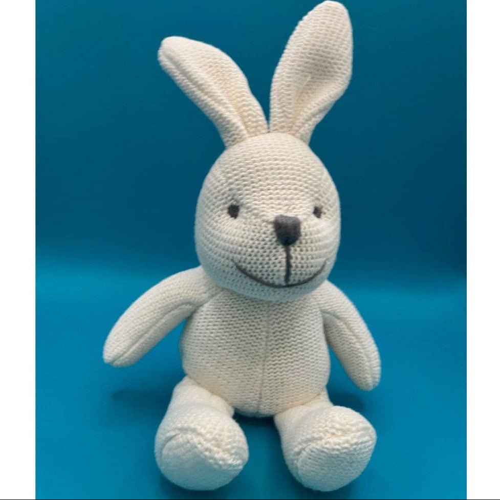 Best Years Ltd - White Bunny Rabbit Baby Rattle, Knitted Organic Cotton - Baby&More
