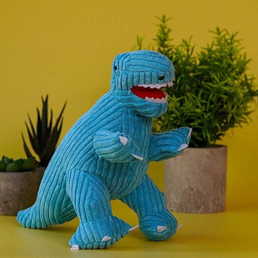 Best Years - T - Rex Dinosaur Soft Toy - Blue Corduroy - Baby&More