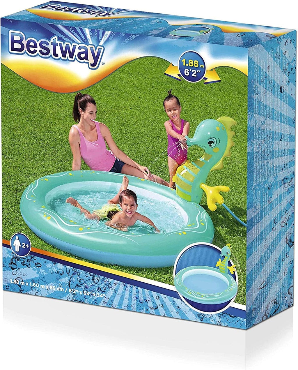 Bestway Seahorse Sprinkler Paddling Pool - Baby&More