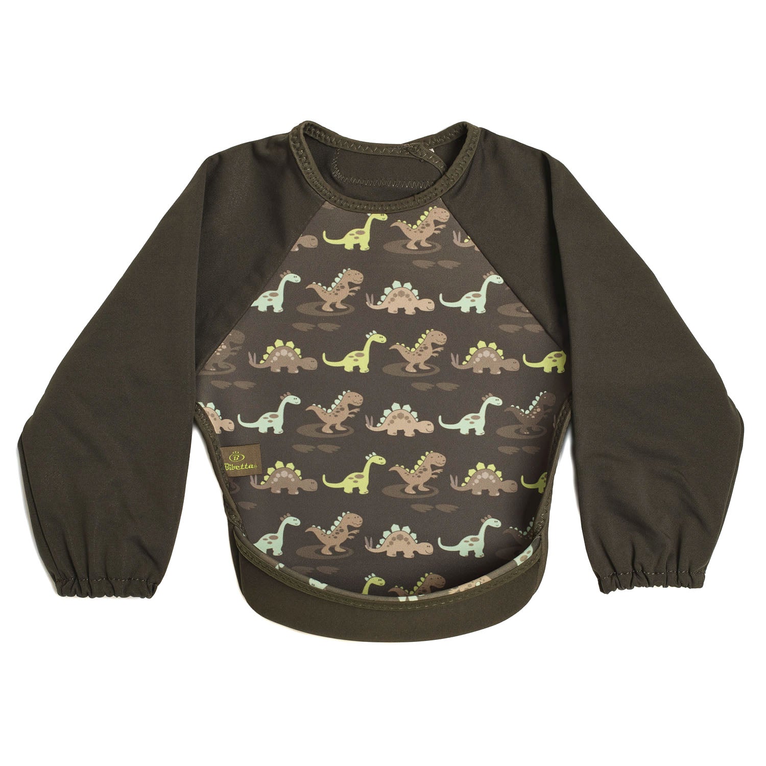 Children's long-sleeve shirt with dinosaur pattern on a white background