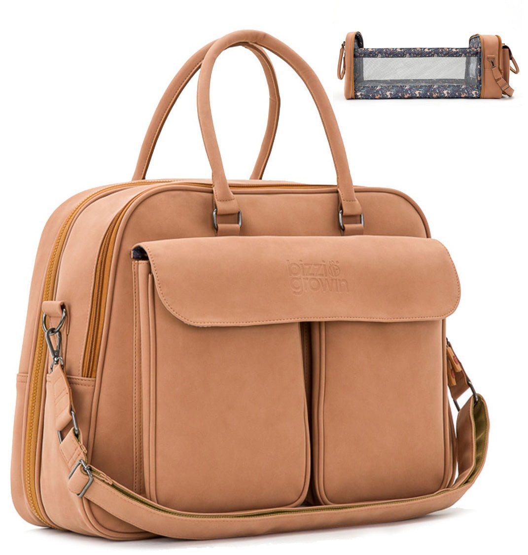 Bizzi Growin Baby Travel Crib Changing Bag POD ® - Vegan Leather - Baby&More
