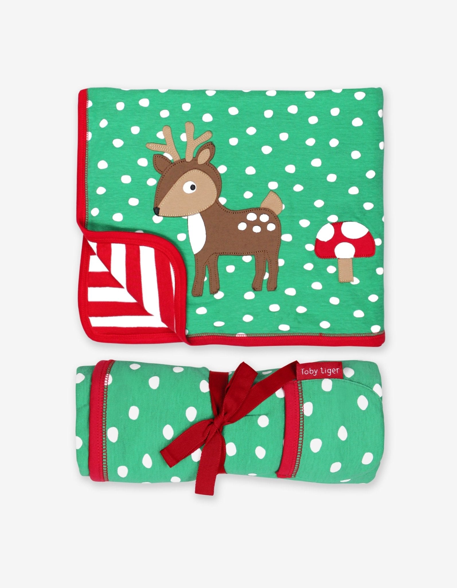 Toby Tiger Organic Blanket - Christmas Deer Applique
