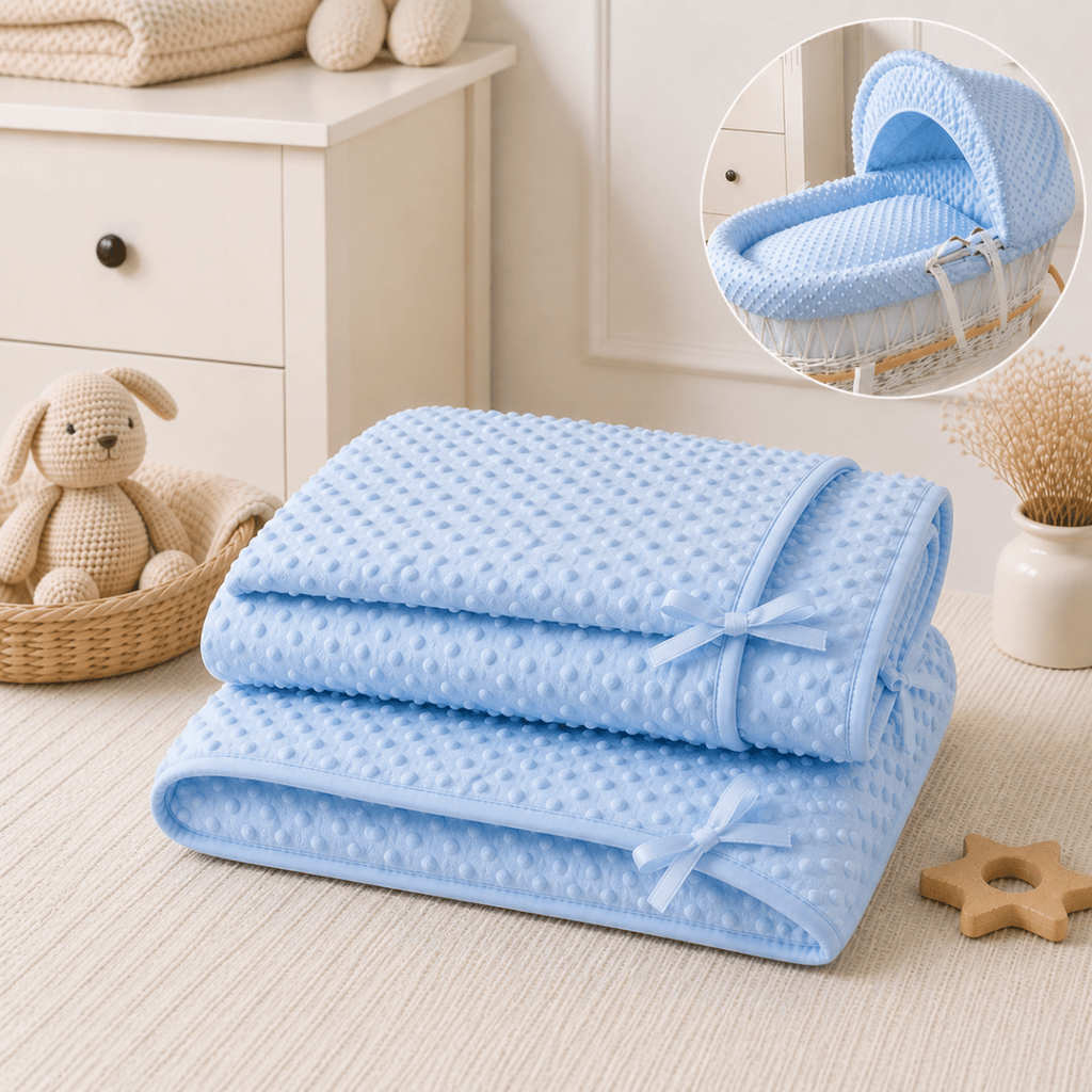 For Your Little One Moses Basket Bedding Set - Blue Dimple (Basket Not Included!)