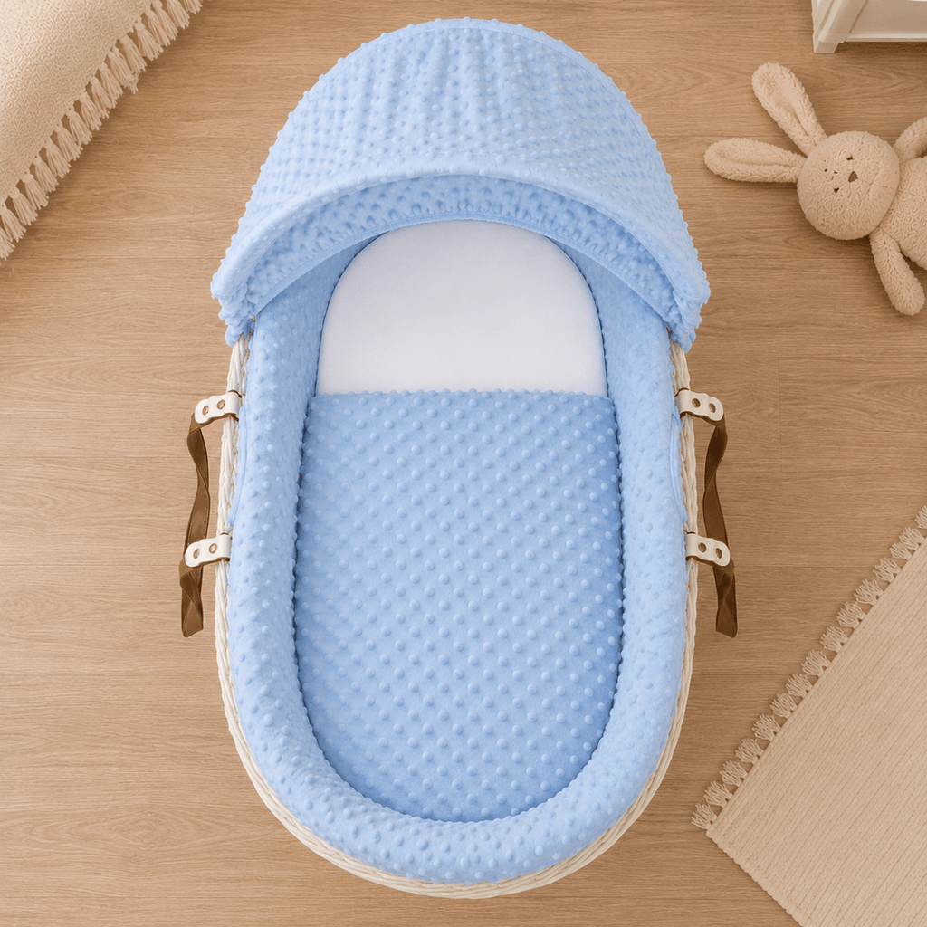 For Your Little One Moses Basket Bedding Set - Blue Dimple (Basket Not Included!)