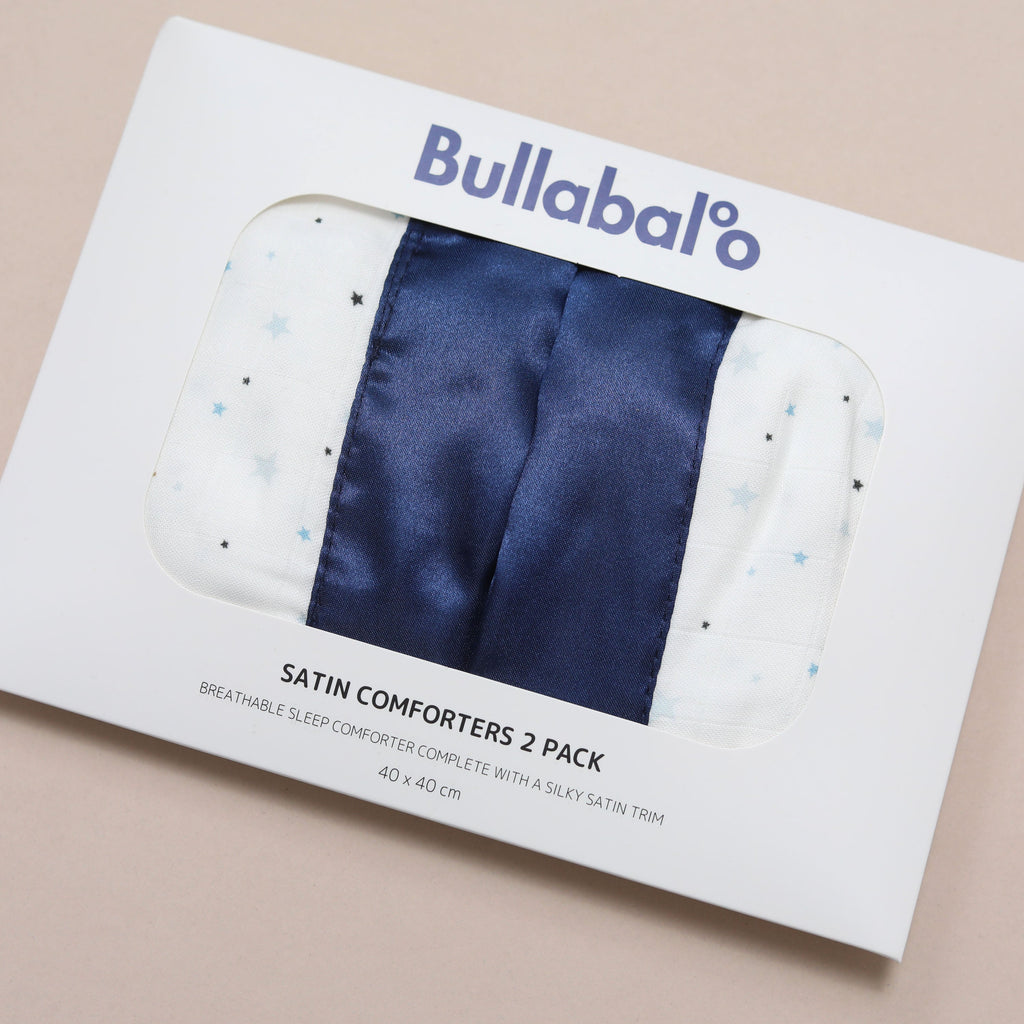 Bullabaloo Blue Stars Comforter Blanket - Navy Blue Satin - 2 Pack