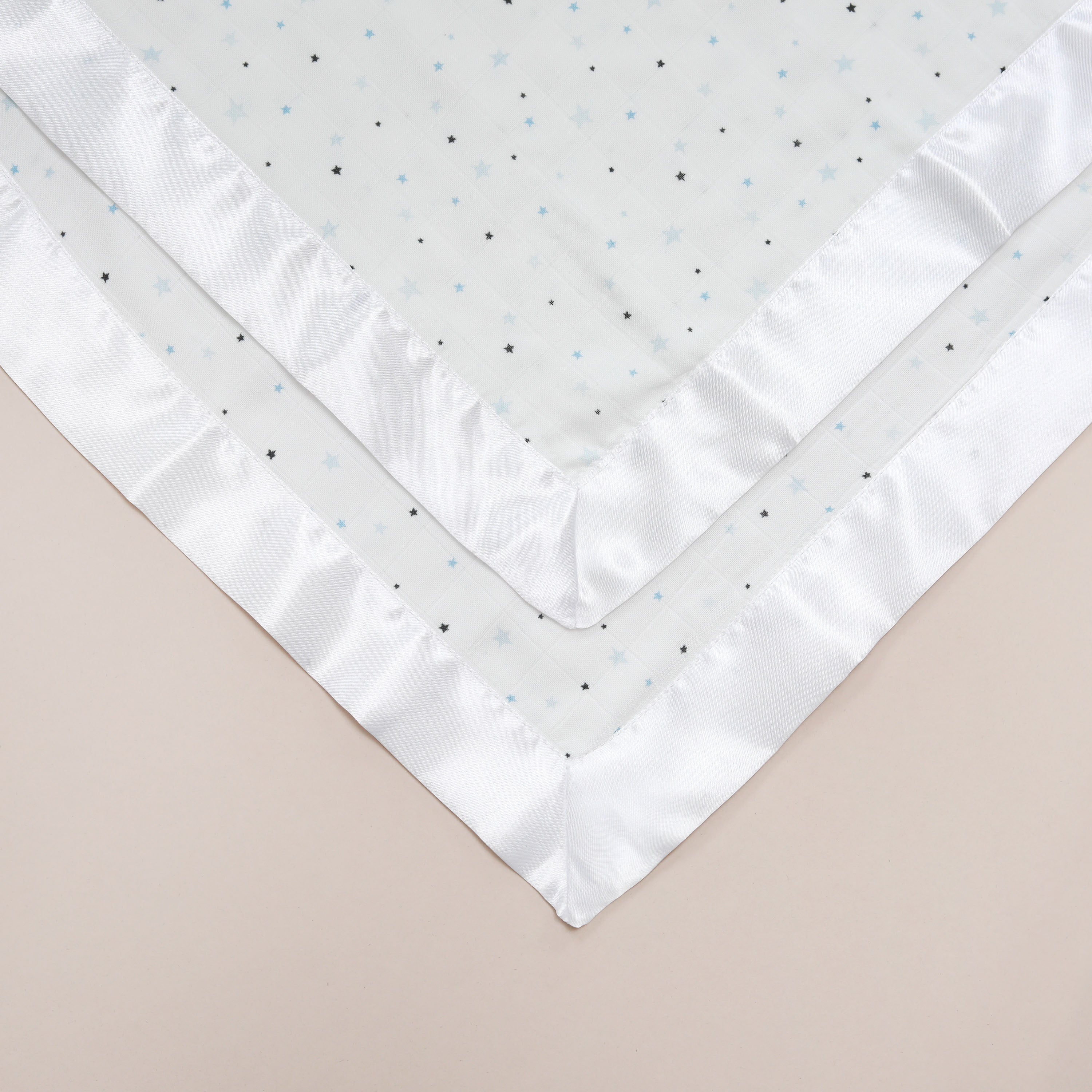 Bullabaloo Blue Stars Comforter Blanket - White Satin - 2 Pack
