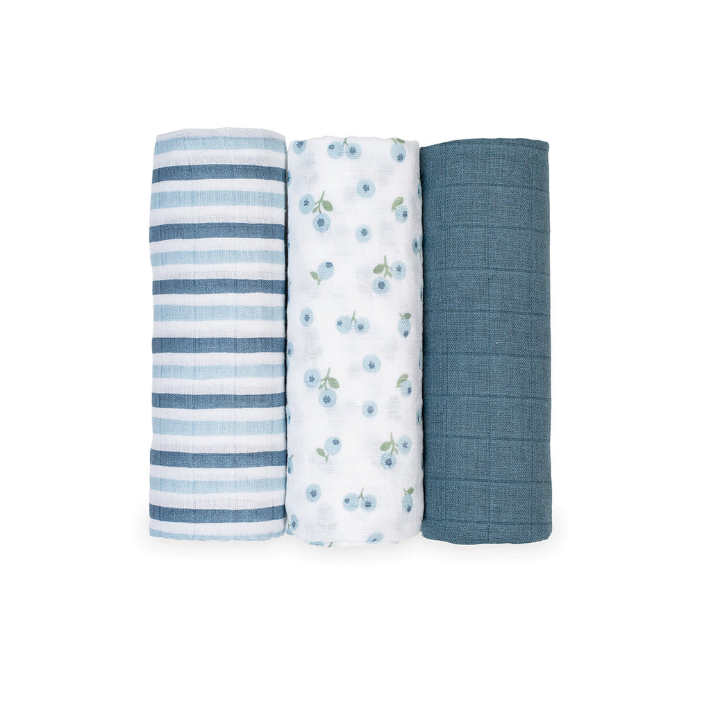 Lulujo - Muslin Squares - 3 Pack - Blueberries