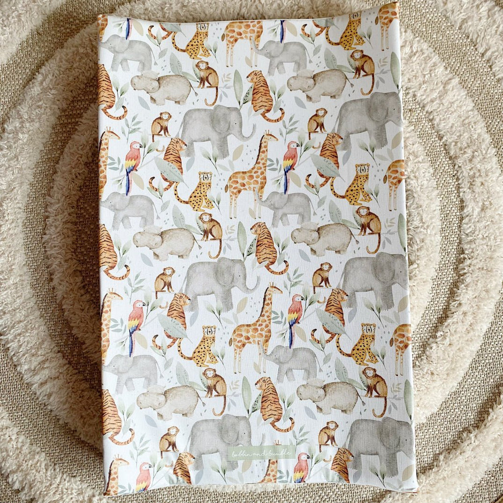 Bobbin and Bumble Anti - Roll Wedge Baby Changing Mat - Jungle Animals - Baby&More