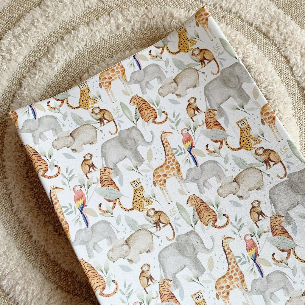 Bobbin and Bumble Anti - Roll Wedge Baby Changing Mat - Jungle Animals - Baby&More