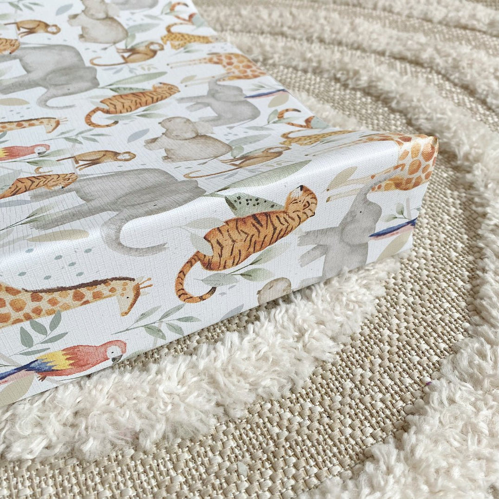 Bobbin and Bumble Anti - Roll Wedge Baby Changing Mat - Jungle Animals - Baby&More