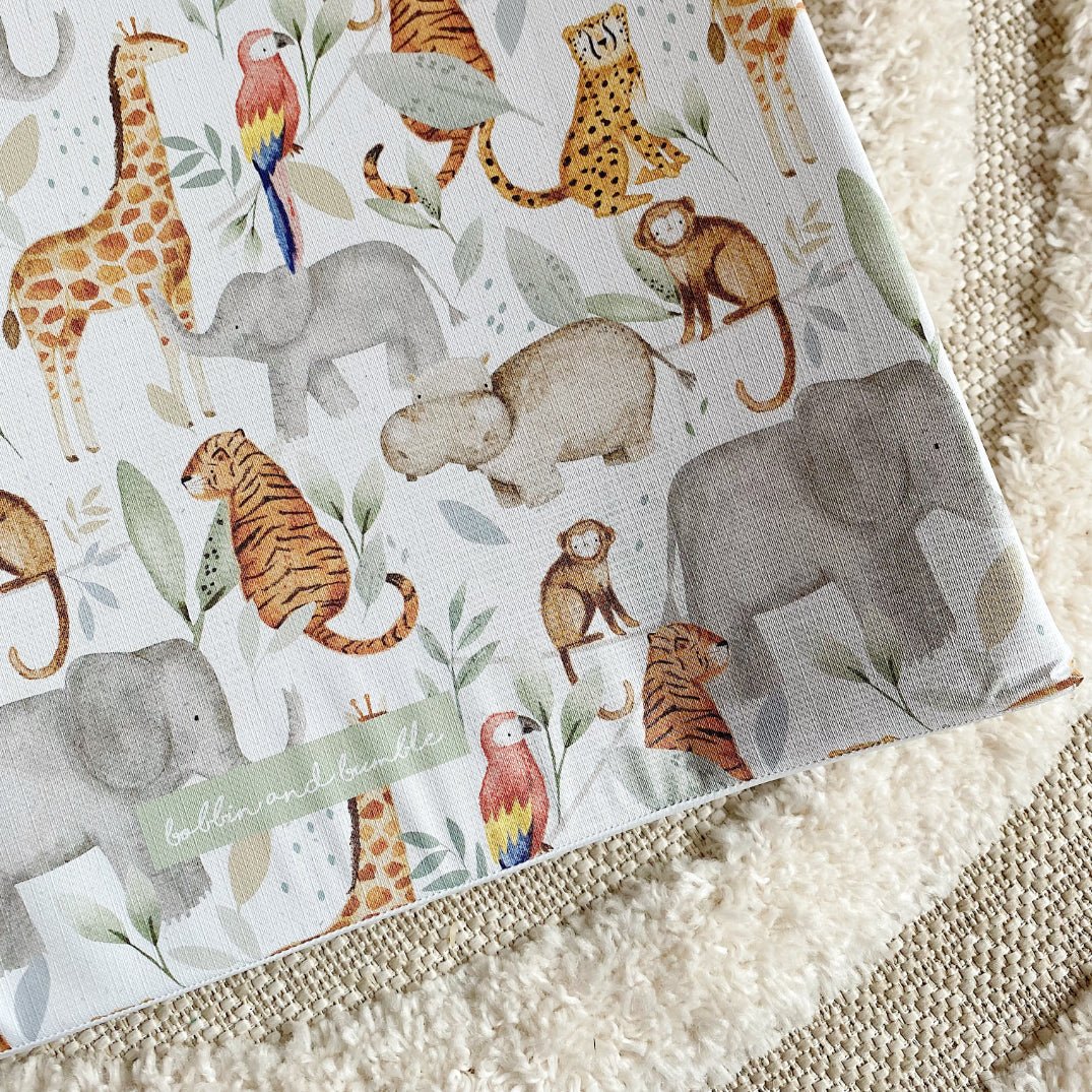 Bobbin and Bumble Anti - Roll Wedge Baby Changing Mat - Jungle Animals - Baby&More