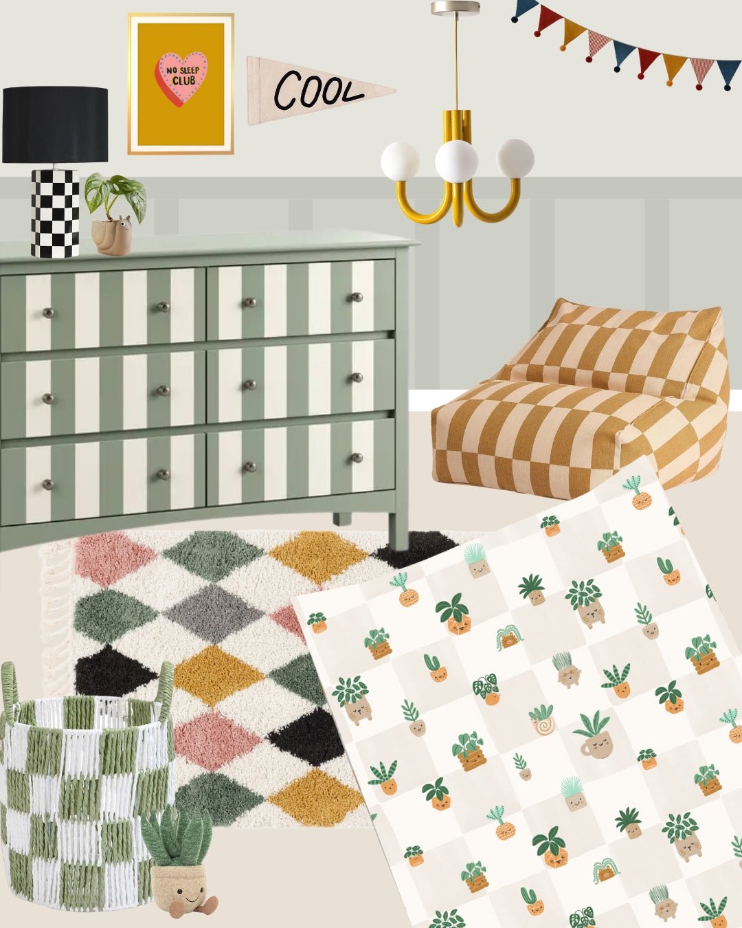 Bobbin and Bumble Anti - Roll Wedge Baby Changing Mat - Pot Plants - Baby&More