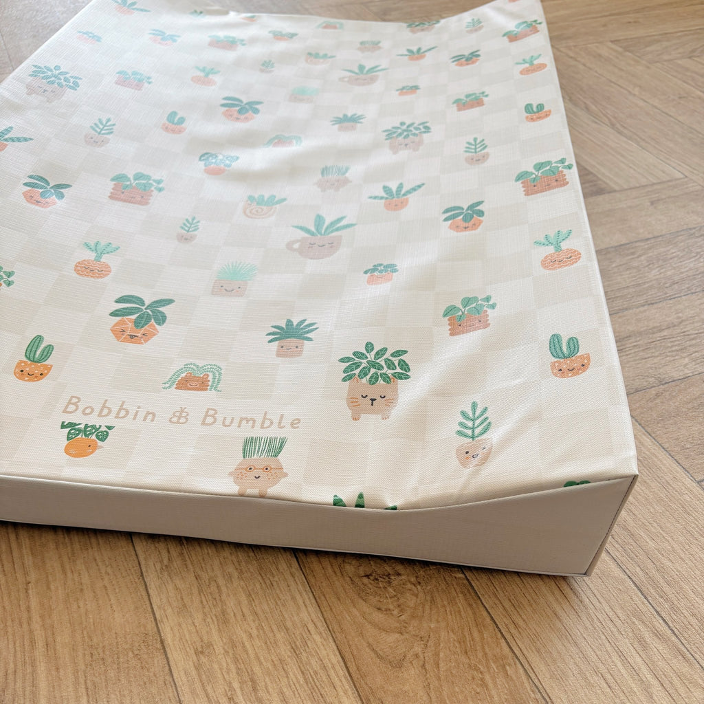 Bobbin and Bumble Anti - Roll Wedge Baby Changing Mat - Pot Plants - Baby&More