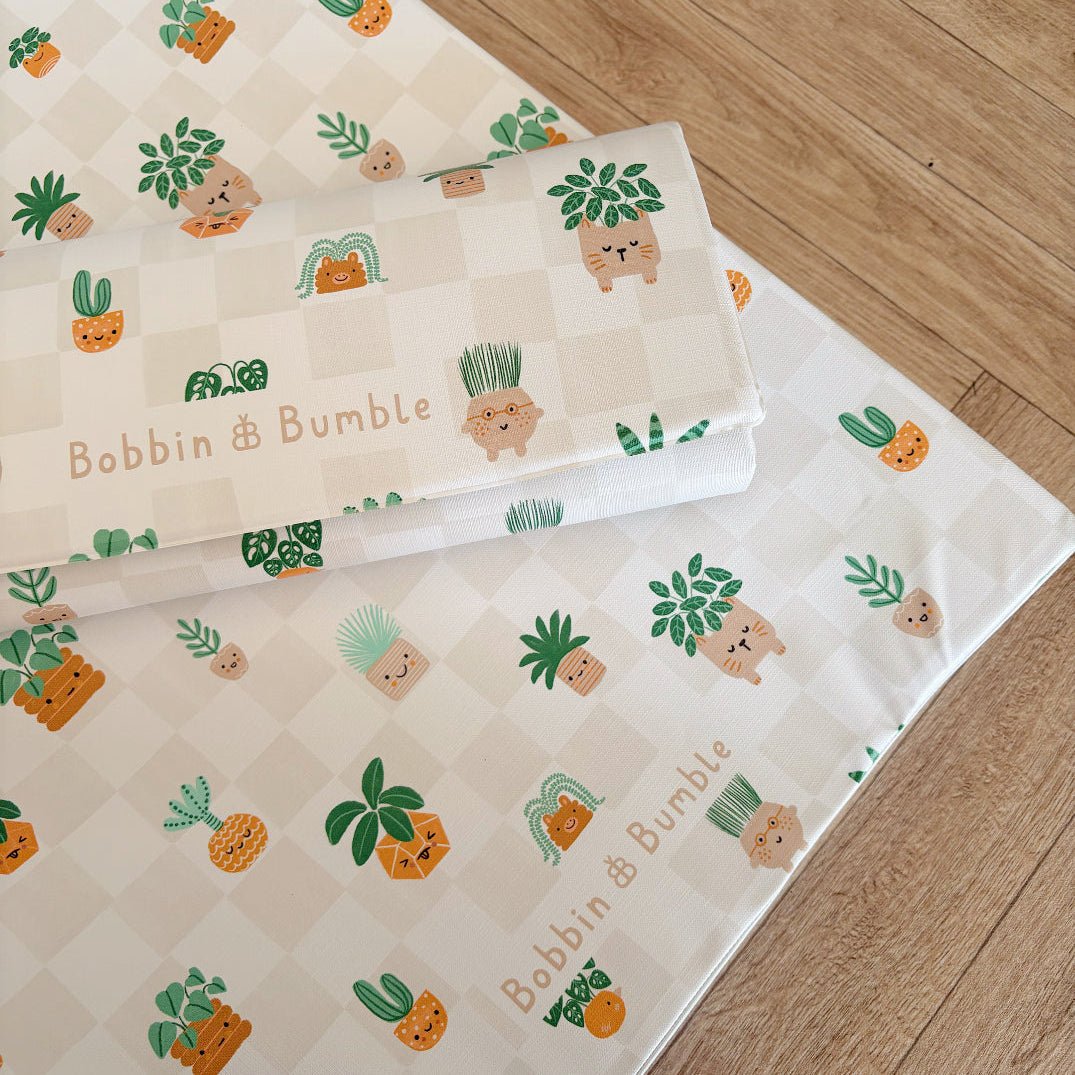 Bobbin and Bumble Anti - Roll Wedge Baby Changing Mat - Pot Plants - Baby&More