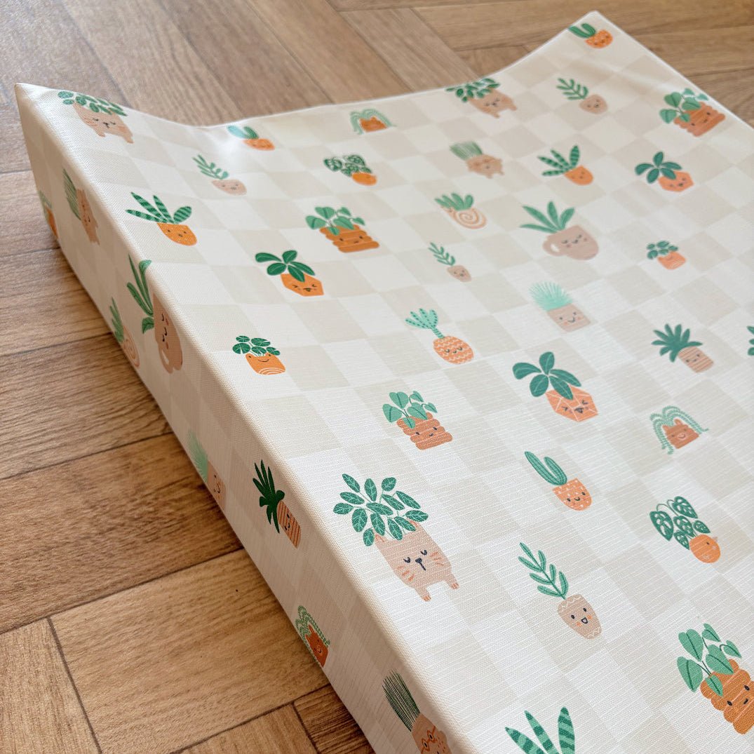 Bobbin and Bumble Anti - Roll Wedge Baby Changing Mat - Pot Plants - Baby&More