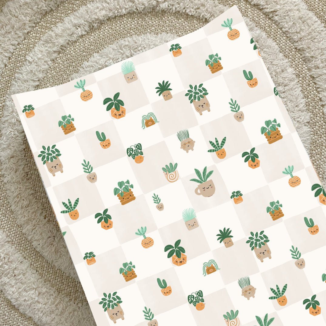 Bobbin and Bumble Anti - Roll Wedge Baby Changing Mat - Pot Plants - Baby&More