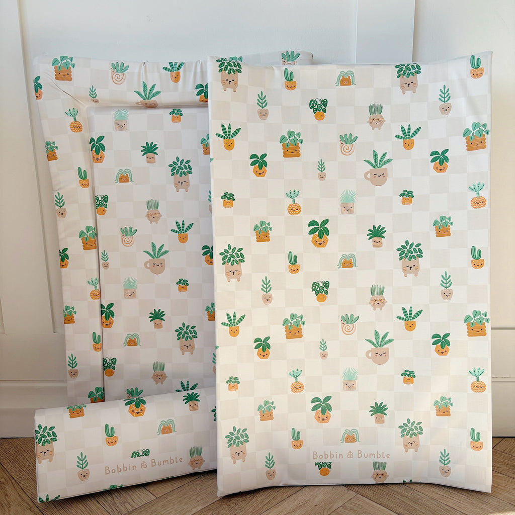 Bobbin and Bumble Anti-Roll Wedge Baby Changing Mat - Pot Plants - Baby&More