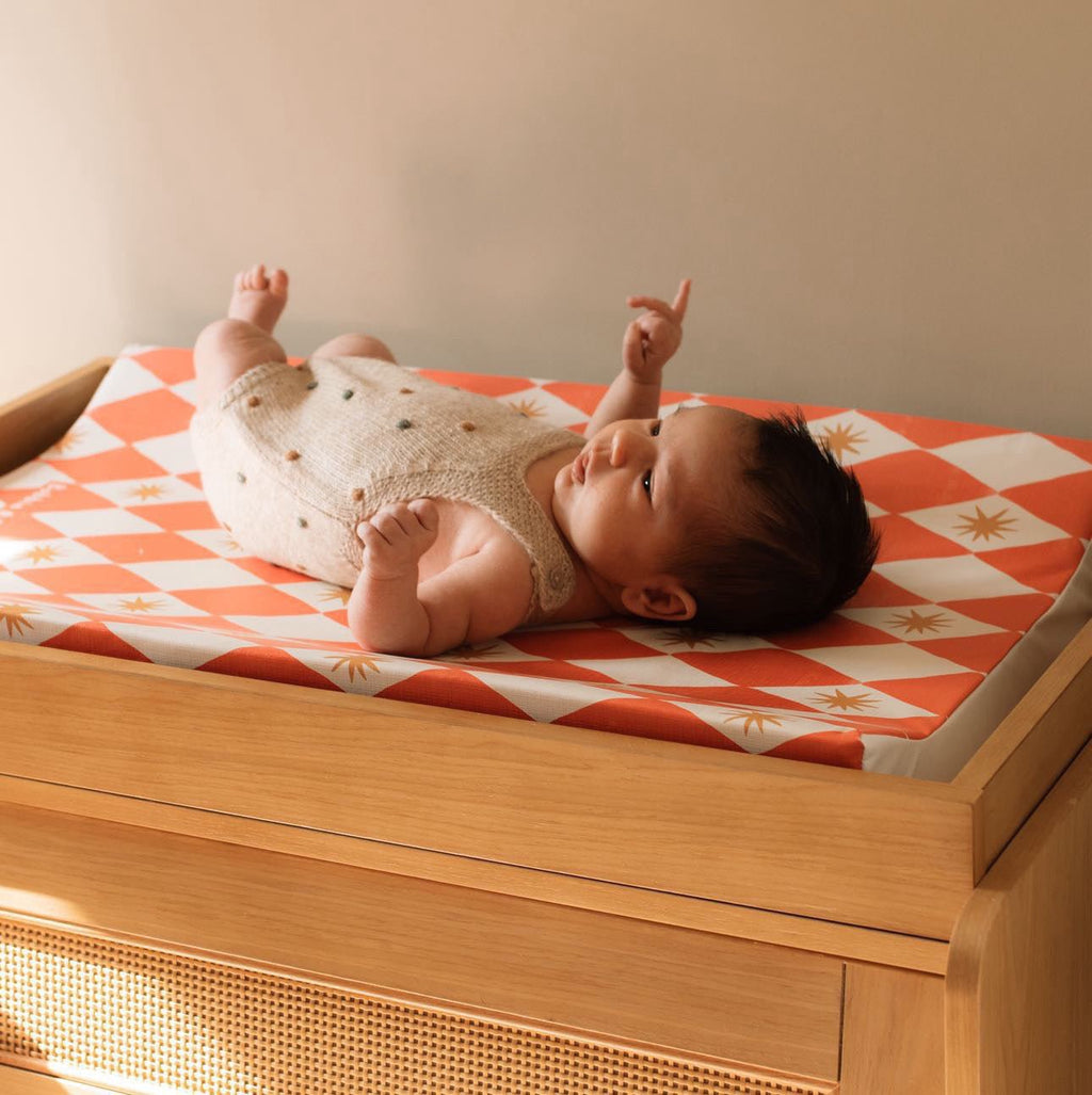 Bobbin and Bumble Anti - Roll Wedge Baby Changing Mat - Red Harlequin - Baby&More