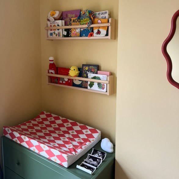 Bobbin and Bumble Anti - Roll Wedge Baby Changing Mat - Red Harlequin - Baby&More