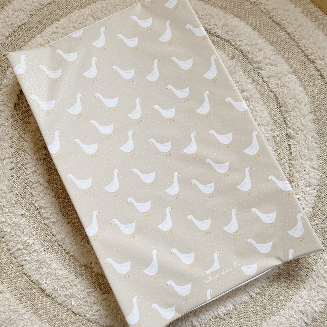Bobbin and Bumble Anti - Roll Wedge Baby Changing Mat - Splash Goose Print - Baby&More