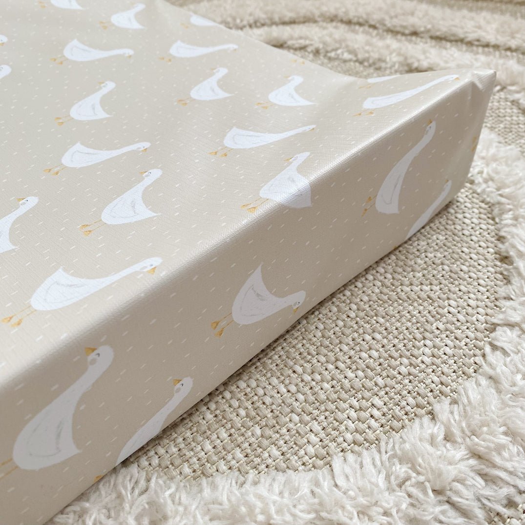 Bobbin and Bumble Anti - Roll Wedge Baby Changing Mat - Splash Goose Print - Baby&More