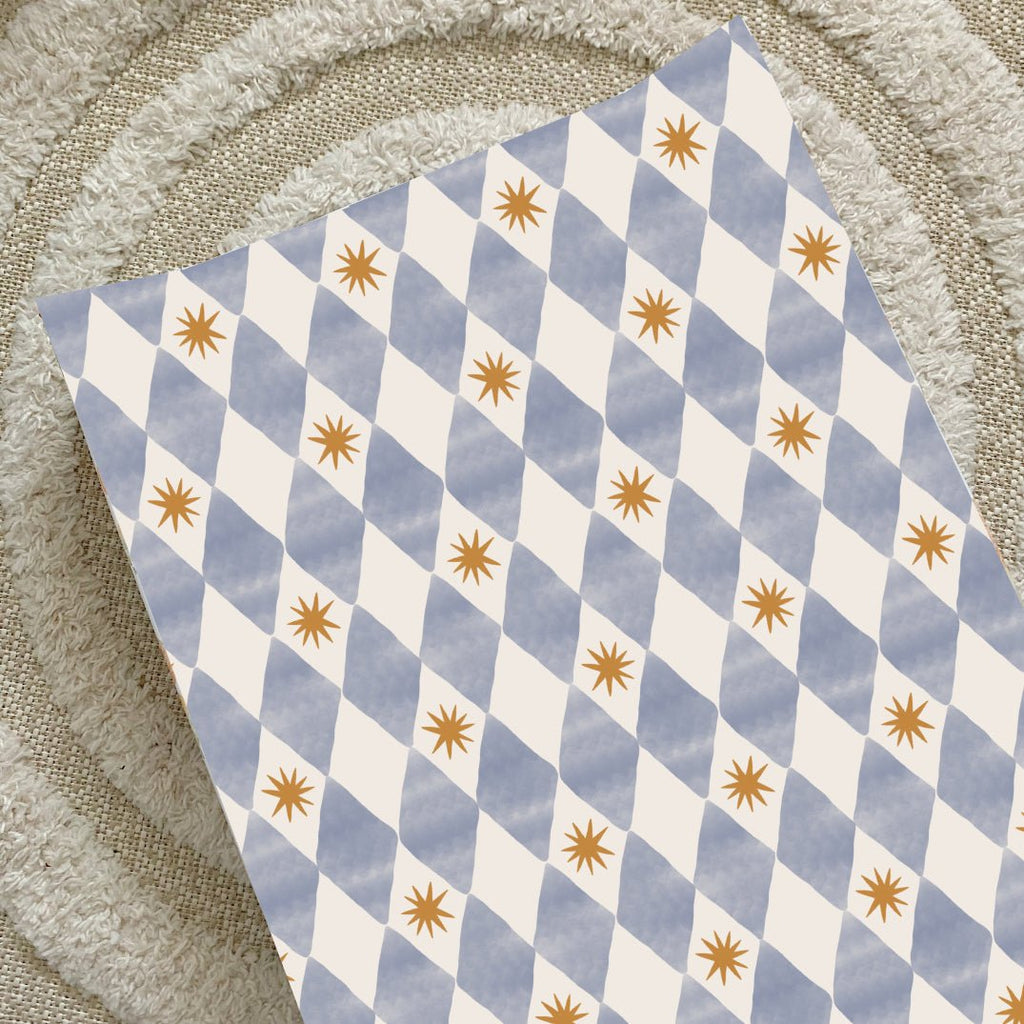 Bobbin and Bumble Anti - Roll Wedge Changing Mat - Blue Harlequin - Baby&More