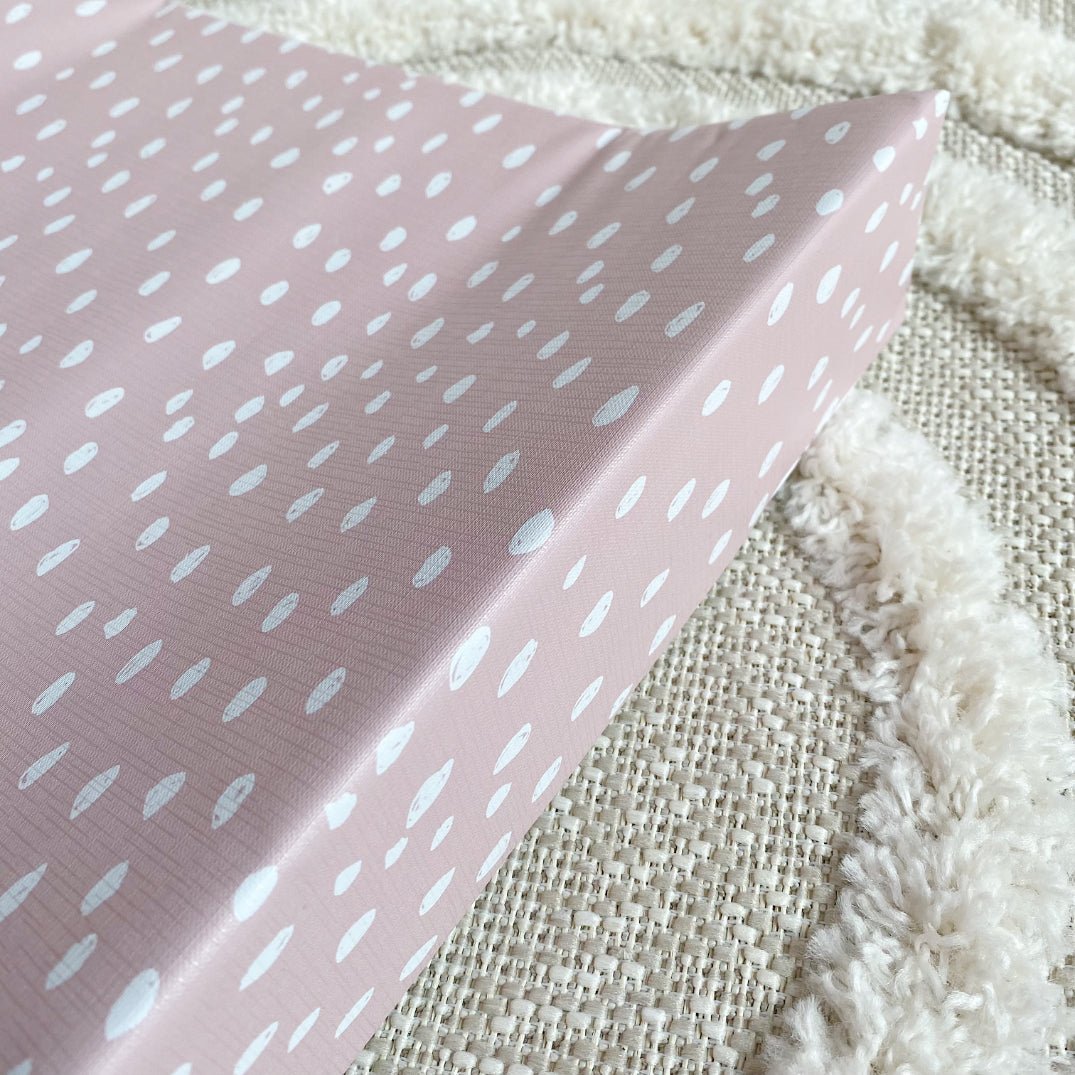 Bobbin and Bumble Anti - Roll Wedge Changing Mat - Dusky Pink Spotty Print - Baby&More