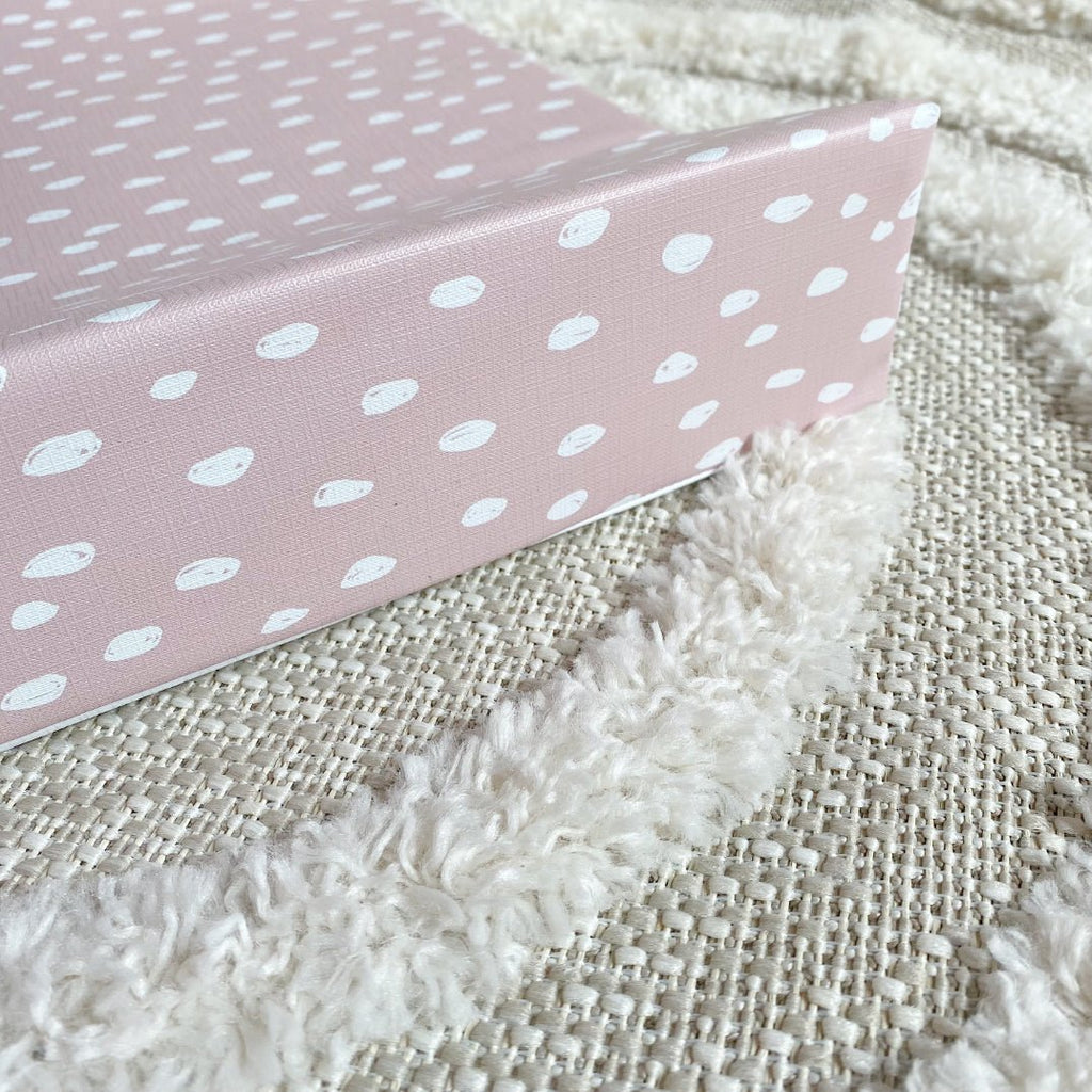Bobbin and Bumble Anti - Roll Wedge Changing Mat - Dusky Pink Spotty Print - Baby&More
