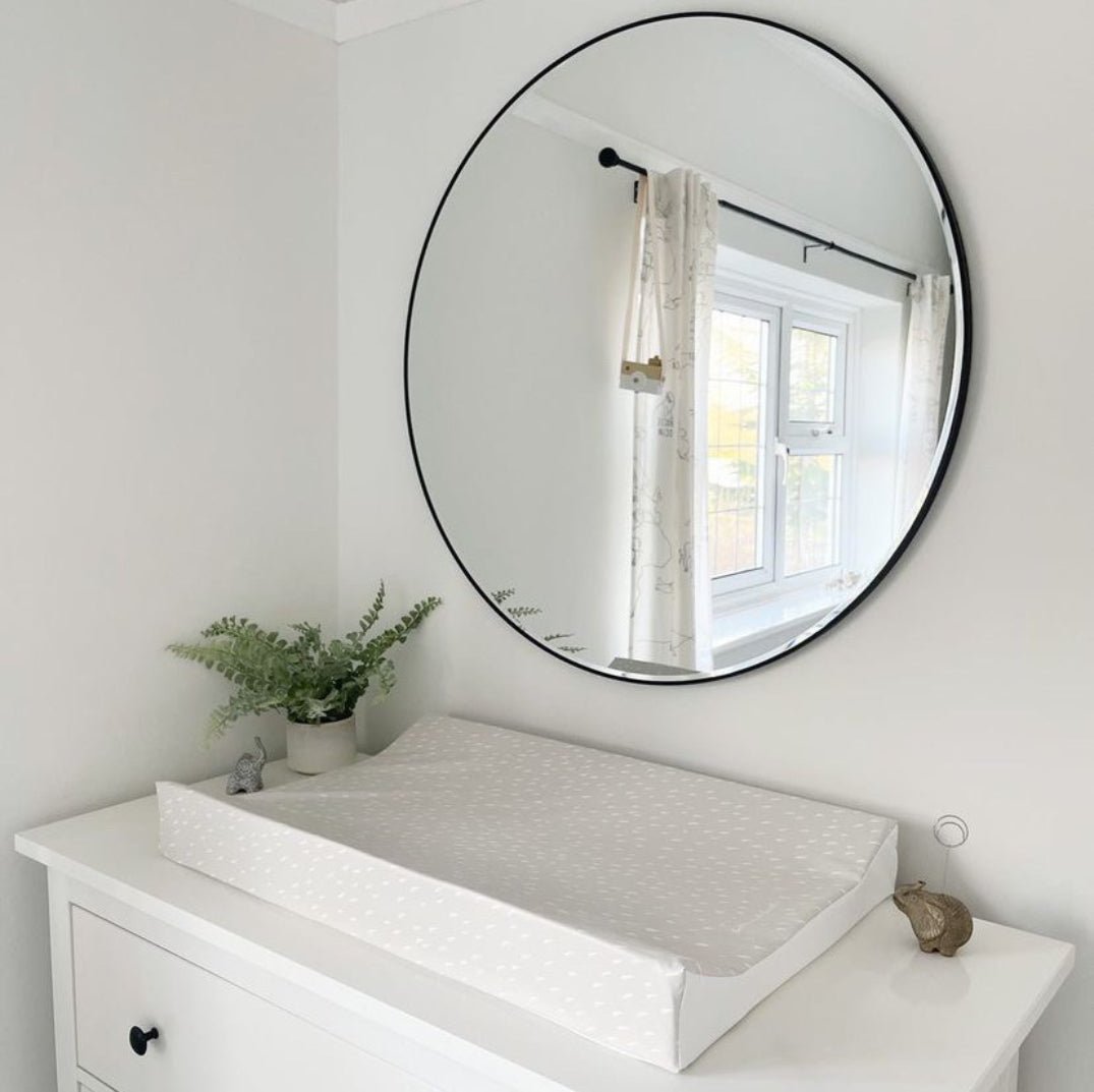 Bobbin and Bumble Anti - Roll Wedge Changing Mat - Greige Dash Print - Baby&More