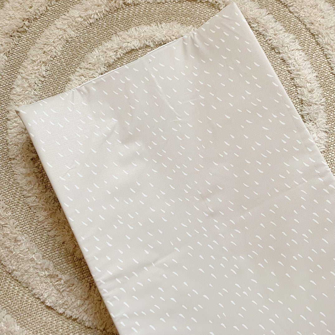 Bobbin and Bumble Anti - Roll Wedge Changing Mat - Greige Dash Print - Baby&More