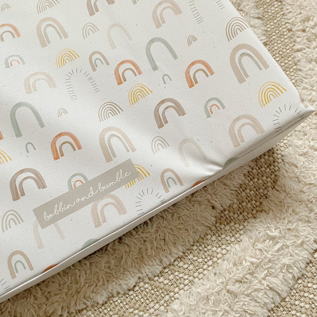 Bobbin and Bumble Anti - Roll Wedge Changing Mat - Unisex Abstract Rainbow - Baby&More
