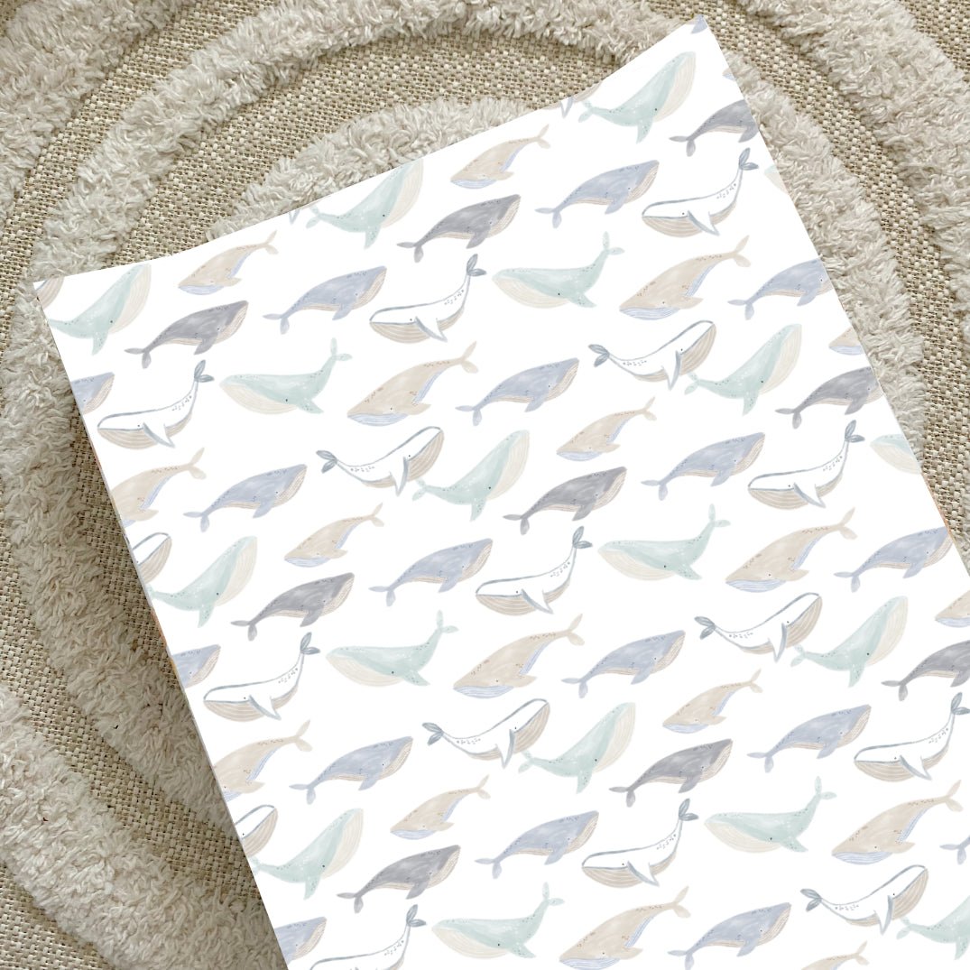 Bobbin and Bumble Anti - Roll Wedge Changing Mat - Whales - Baby&More
