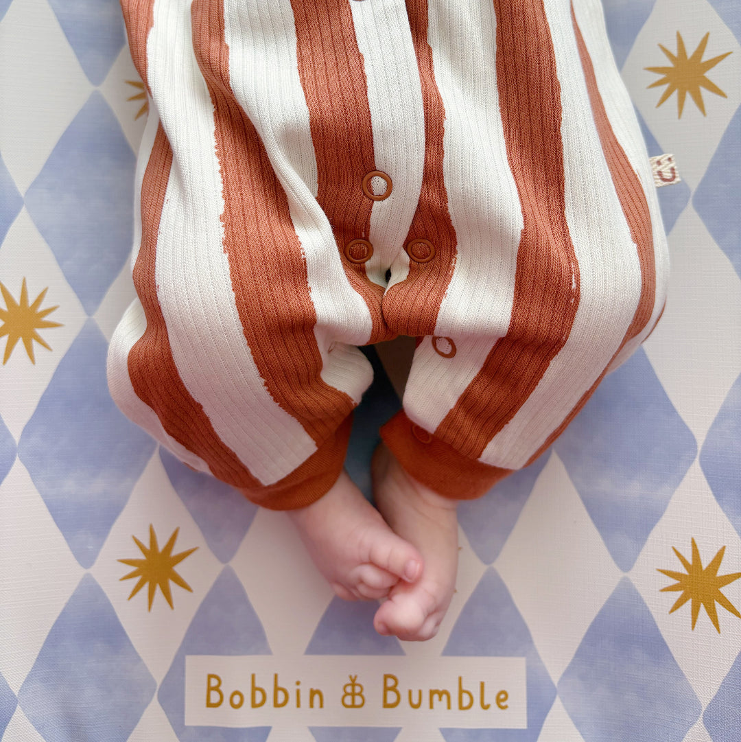 Bobbin and Bumble Anti-Roll Wedge Changing Mat - Blue Harlequin