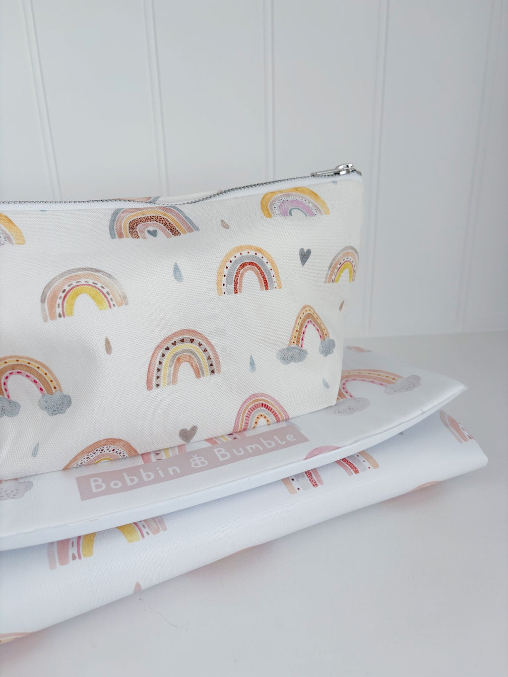 Bobbin and Bumble Nappy and Wipes Wallet / Bag - Beau Rainbow Print - Baby&More