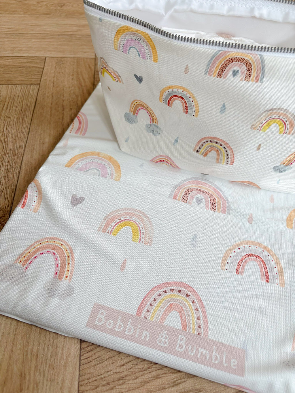 Bobbin and Bumble Nappy and Wipes Wallet / Bag - Beau Rainbow Print - Baby&More