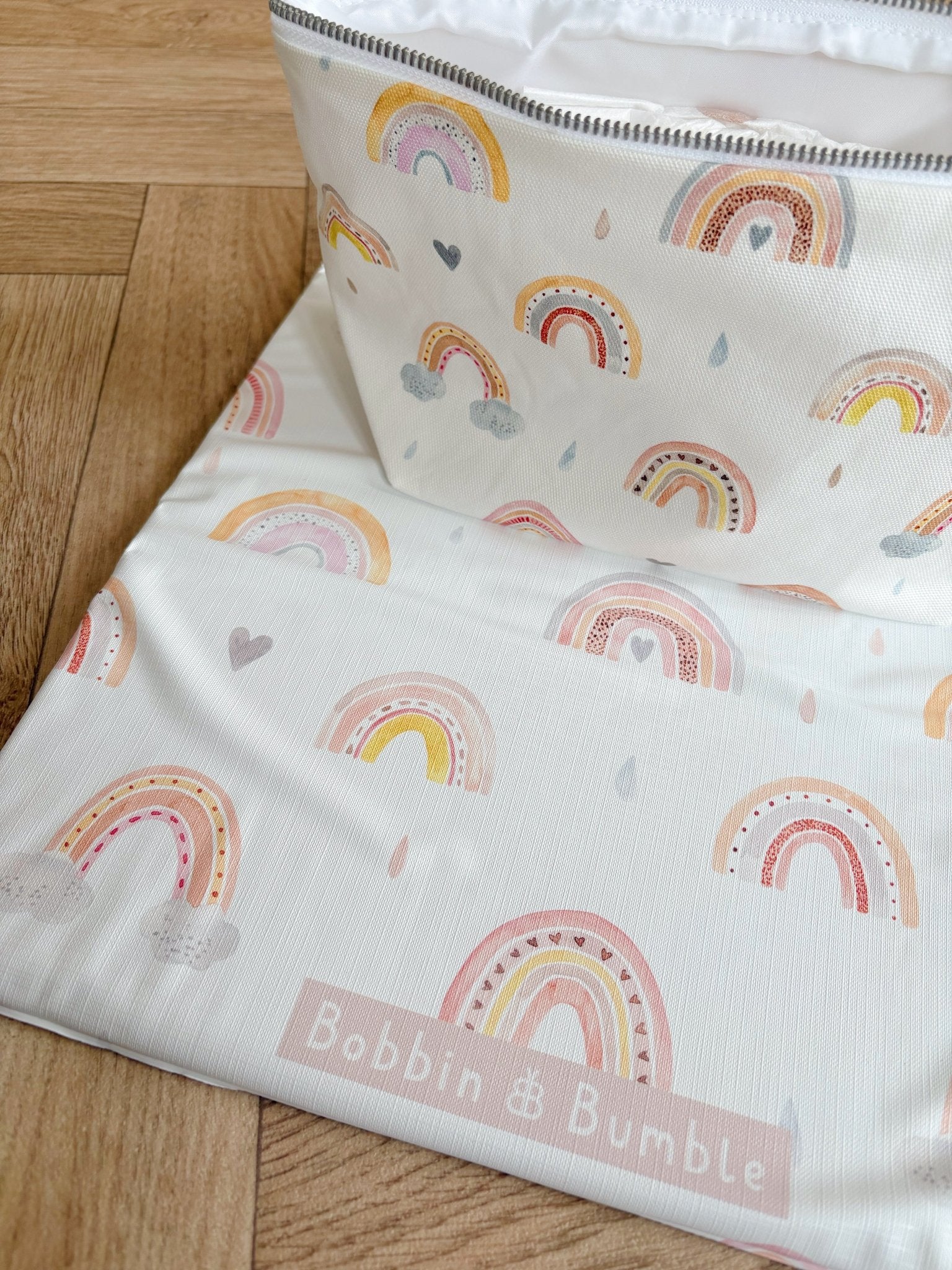 Bobbin and Bumble Nappy and Wipes Wallet / Bag - Beau Rainbow Print - Baby&More