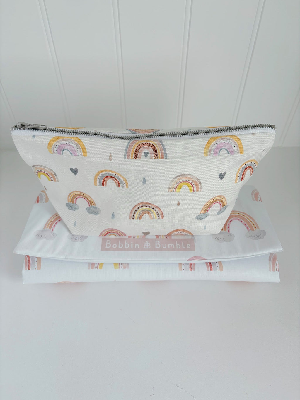 Bobbin and Bumble Nappy and Wipes Wallet / Bag - Beau Rainbow Print - Baby&More