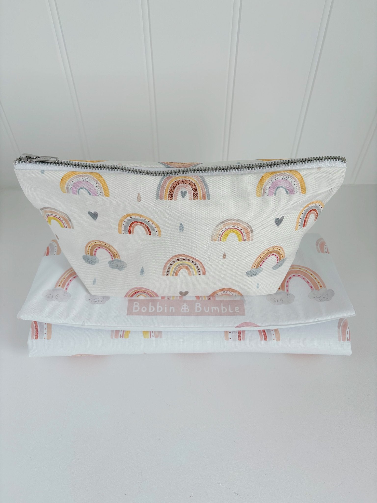 Bobbin and Bumble Nappy and Wipes Wallet / Bag - Beau Rainbow Print - Baby&More