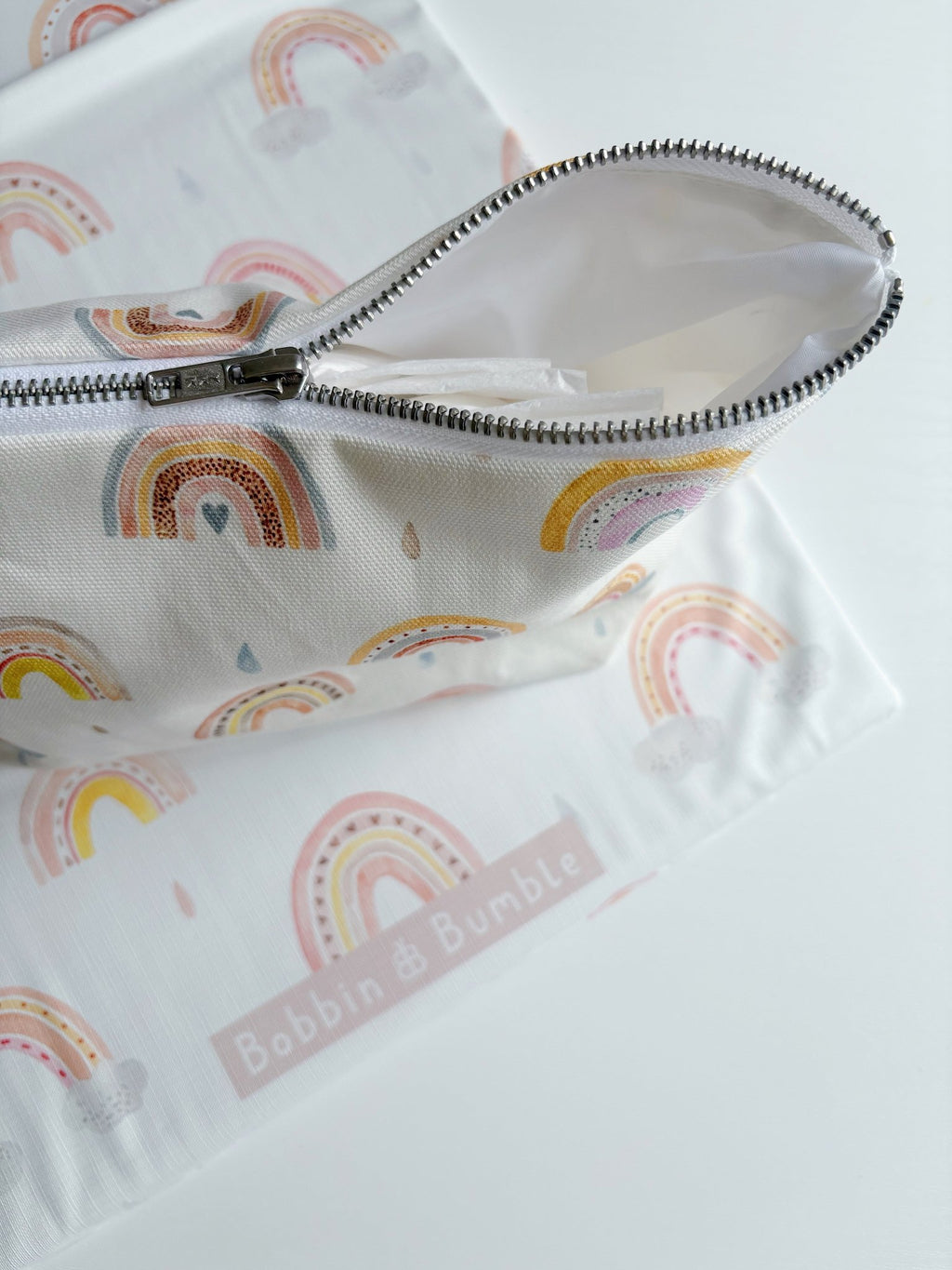 Bobbin and Bumble Nappy and Wipes Wallet / Bag - Beau Rainbow Print - Baby&More