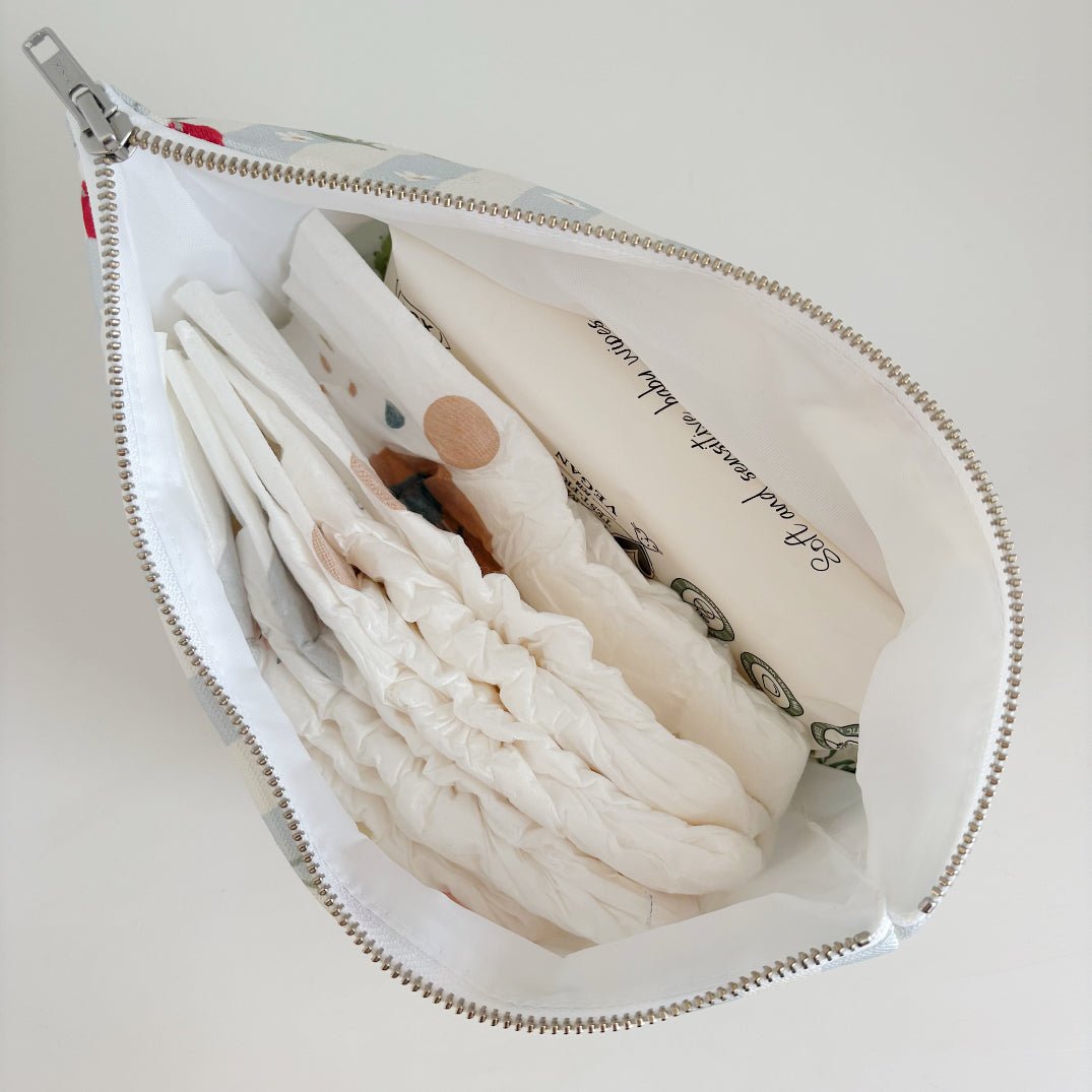 Bobbin and Bumble Nappy Wallet / Bag - Cherry Stripe - Baby&More